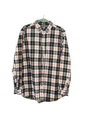 LL Bean Shirt Flannel Plaid Cotton Button Down Multicolor Size L Tall